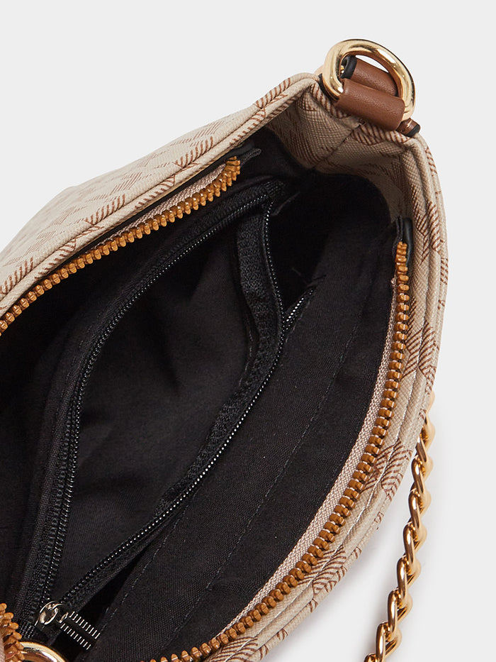 Premium Quilted Crossbody Bag - Beige Chain Shoulder Handbag