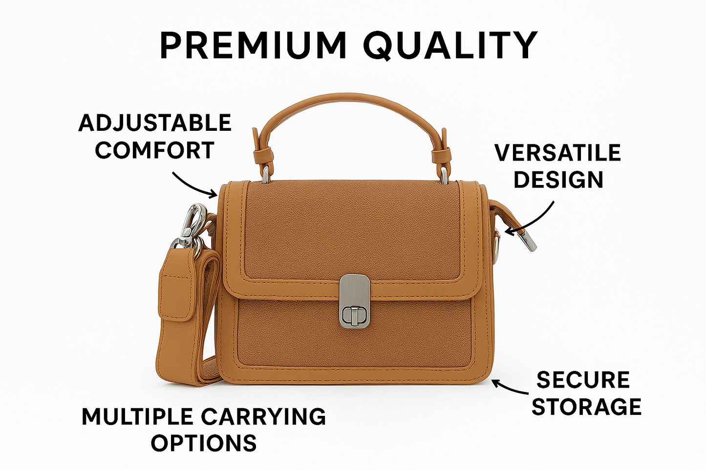 Premium Crossbody Handbag with Adjustable Strap - Designer Satchel Bag