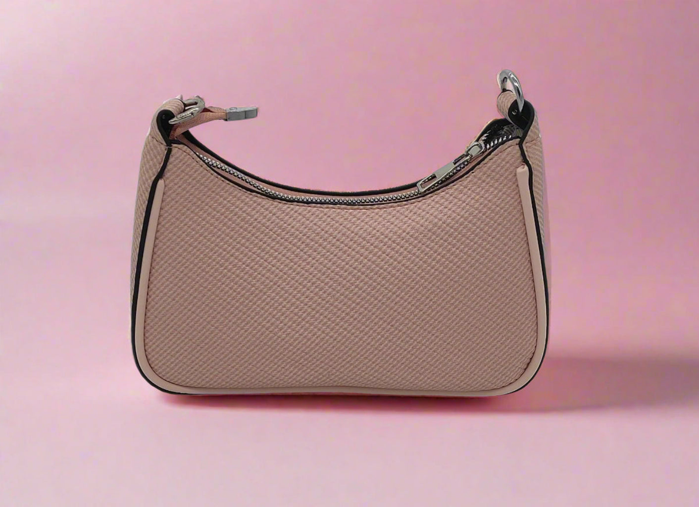 Premium Pink Leather Handbag Set with Matching Accessories - Designer Shoulder Bag