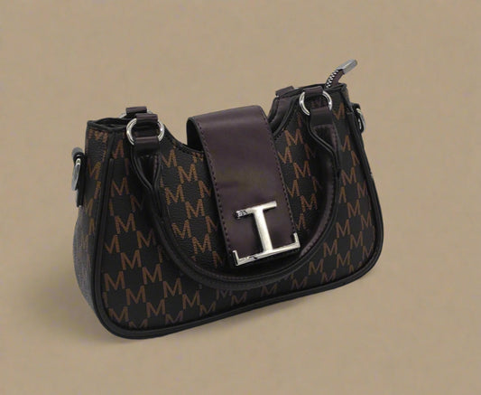 Designer Brown Monogram Handbag - Premium Leather Crossbody Bag with Adjustable Strap
