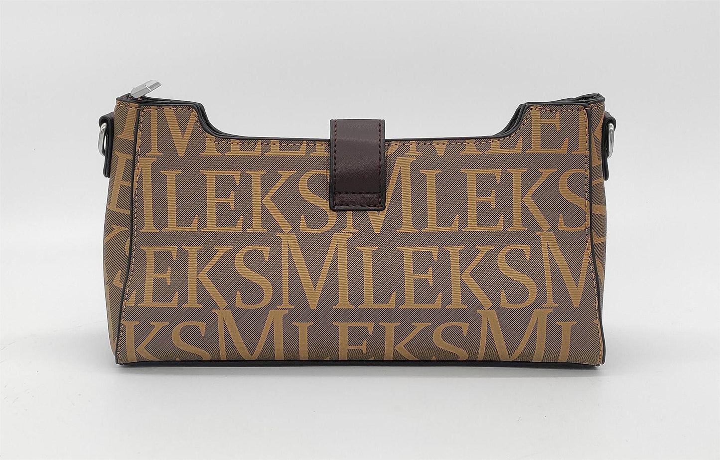 Designer Monogram Crossbody Bag - Beige Canvas Shoulder Bag with Adjustable Strap