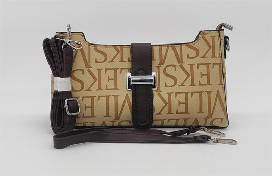 Designer Monogram Crossbody Bag - Beige Canvas Shoulder Bag with Adjustable Strap