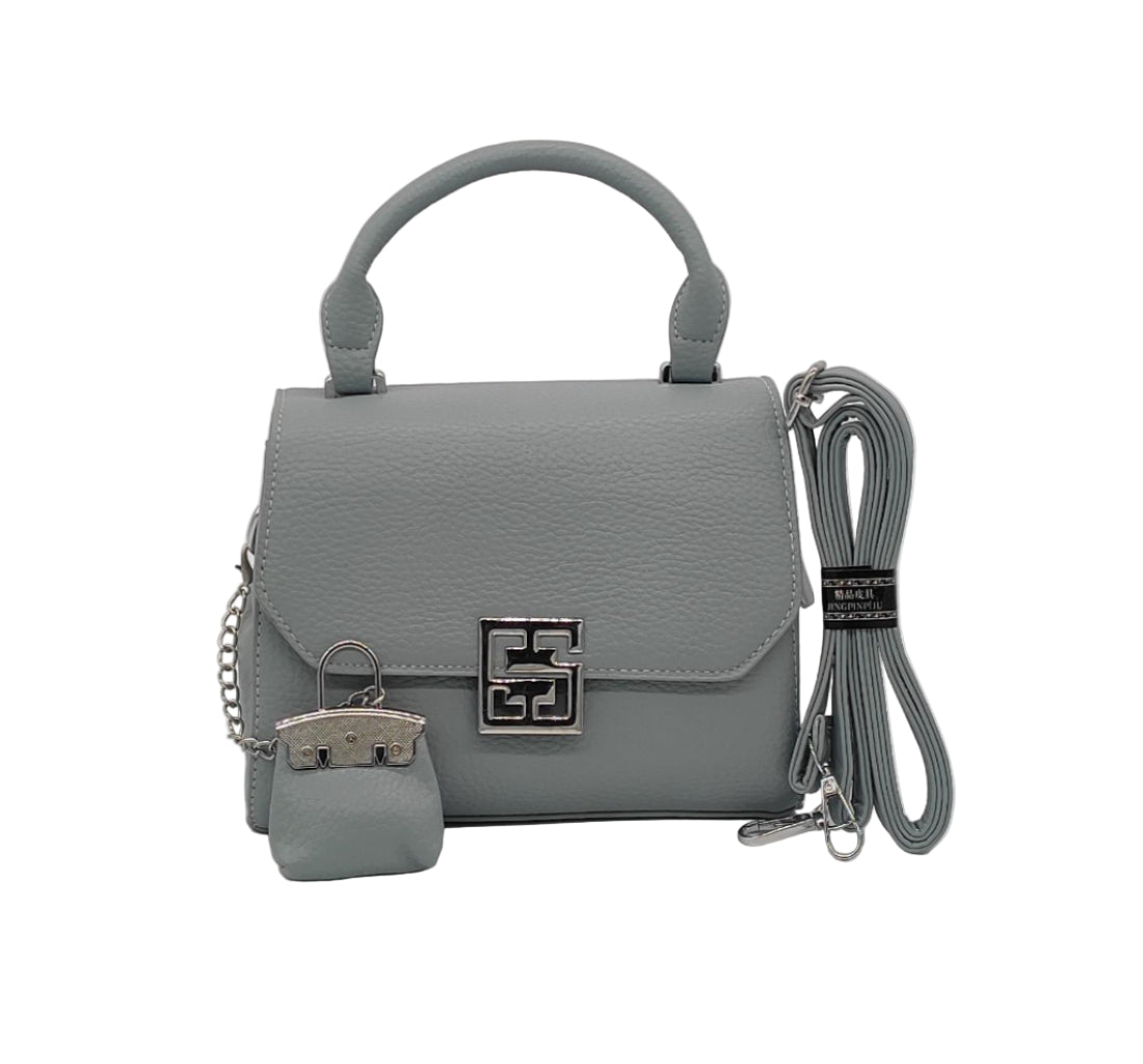 Premium Mustard Yellow Faux Leather Handbag Set with Crossbody Strap & Keychain