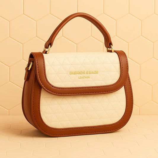 Quilted Crossbody Handbag - Designer Satchel with Adjustable Strap.