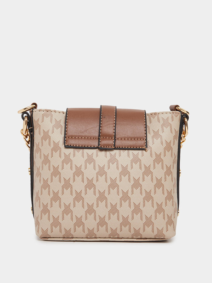 Premium Quilted Crossbody Bag - Beige Chain Shoulder Handbag