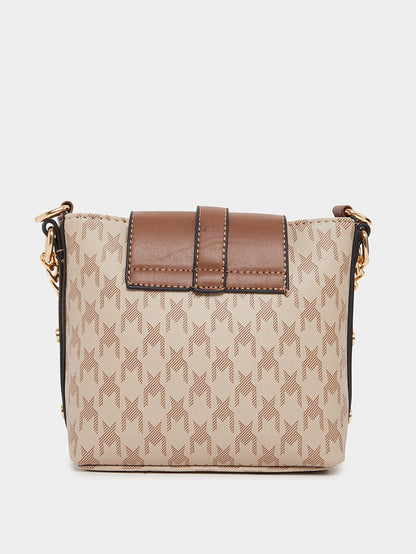 Premium Quilted Crossbody Bag - Beige Chain Shoulder Handbag