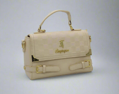 Checkered Crossbody Handbag - Luxury Designer Style with Gold Hardware