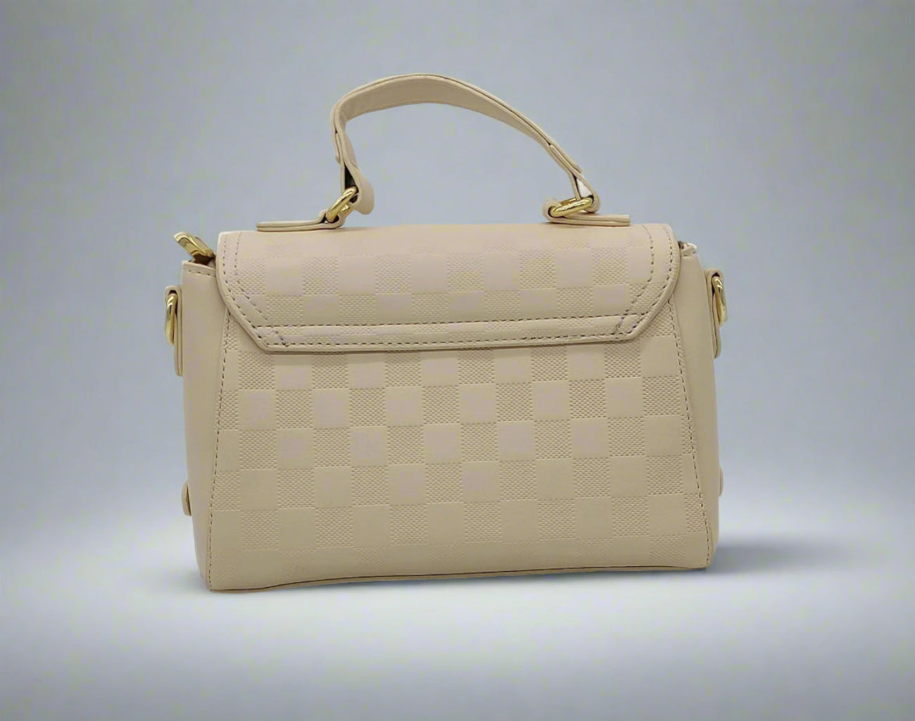 Checkered Crossbody Handbag - Luxury Designer Style with Gold Hardware