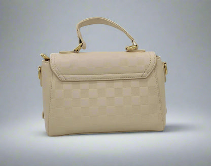 Checkered Crossbody Handbag - Luxury Designer Style with Gold Hardware