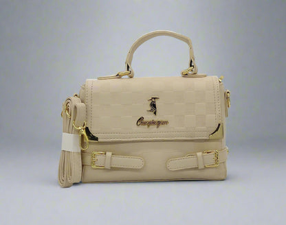 Checkered Crossbody Handbag - Luxury Designer Style with Gold Hardware