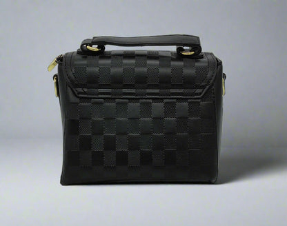 Checkered Crossbody Handbag - Luxury Designer Style with Gold Hardware