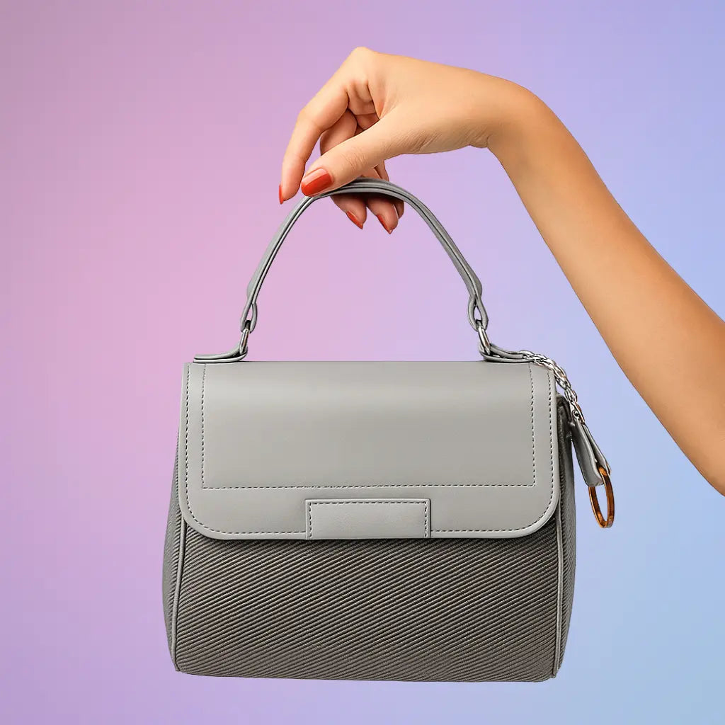 Premium Synthetic Leather Handbag with Crossbody Strap - Designer Satchel Bag