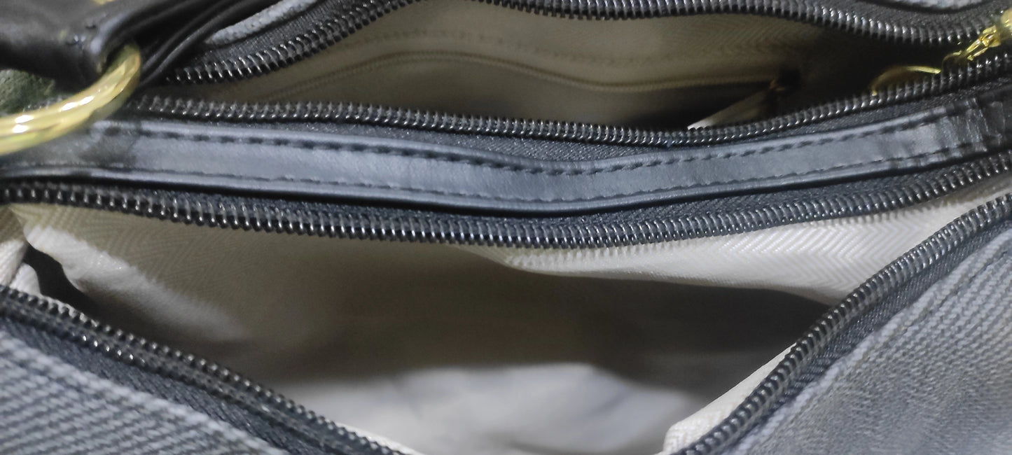 Black Crossbody Handbag - Premium Leather Satchel with Gold Hardware