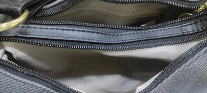 Black Crossbody Handbag - Premium Leather Satchel with Gold Hardware