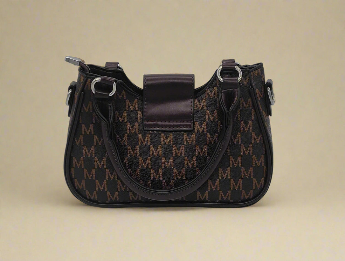 Designer Brown Monogram Handbag - Premium Leather Crossbody Bag with Adjustable Strap