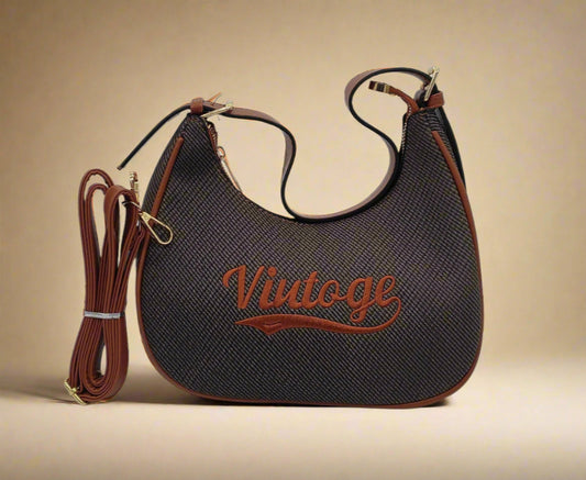 Vintage Brown Leather Handbag - Retro Style Shoulder Bag with Classic Design