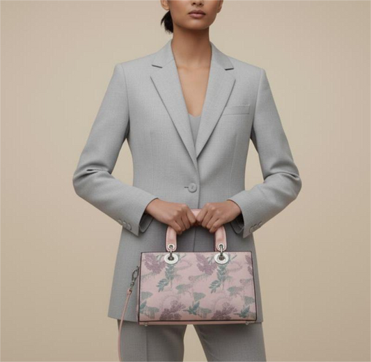 Pink Floral Handbag - Designer Top Handle Bag with Shoulder Strap | Women's Fashion Purse