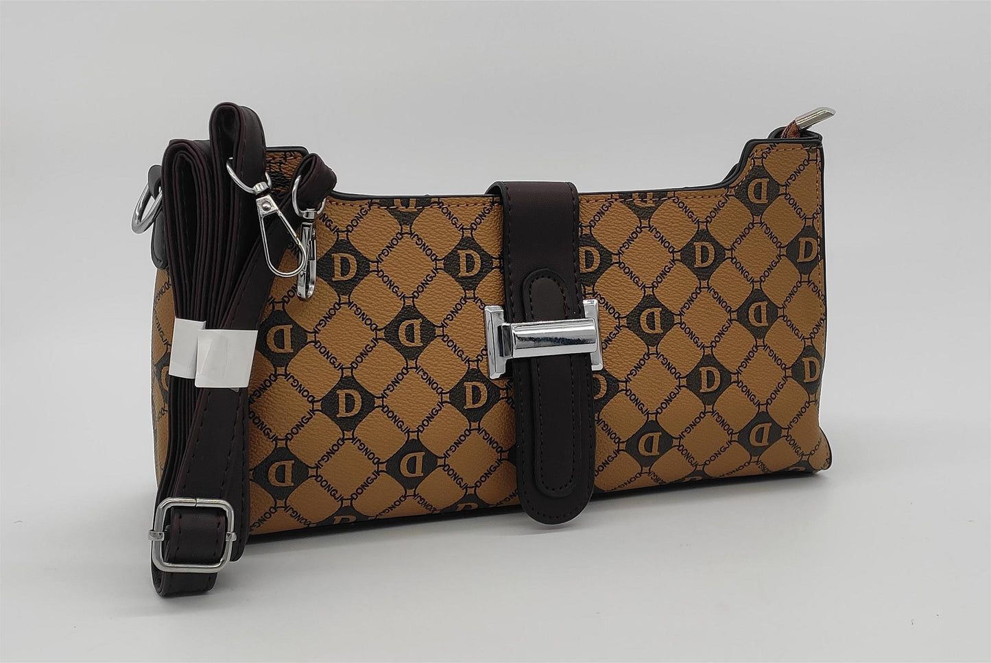 Designer Monogram Crossbody Bag -  Leather Shoulder Bag with Adjustable Strap