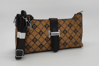 Designer Monogram Crossbody Bag -  Leather Shoulder Bag with Adjustable Strap