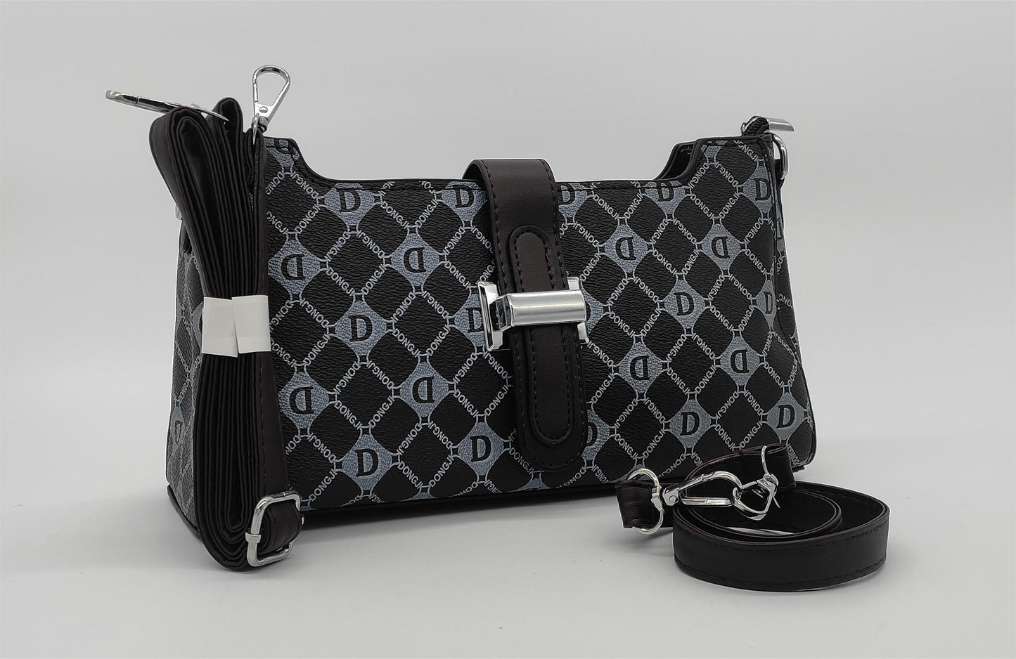Designer Monogram Crossbody Bag -  Leather Shoulder Bag with Adjustable Strap