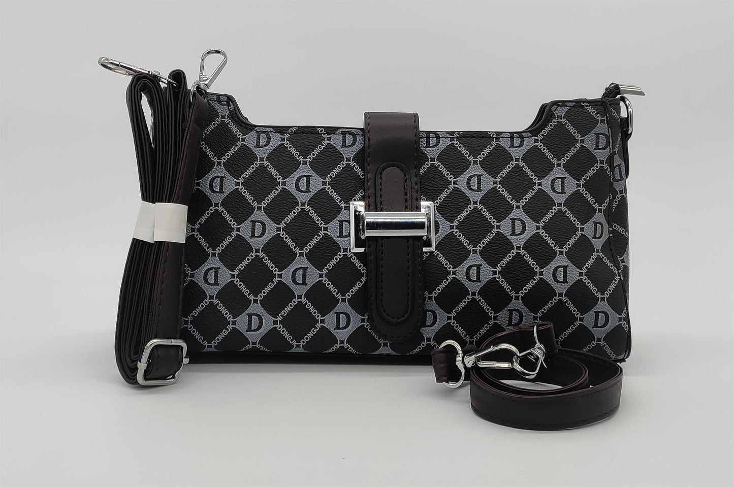 Designer Monogram Crossbody Bag -  Leather Shoulder Bag with Adjustable Strap