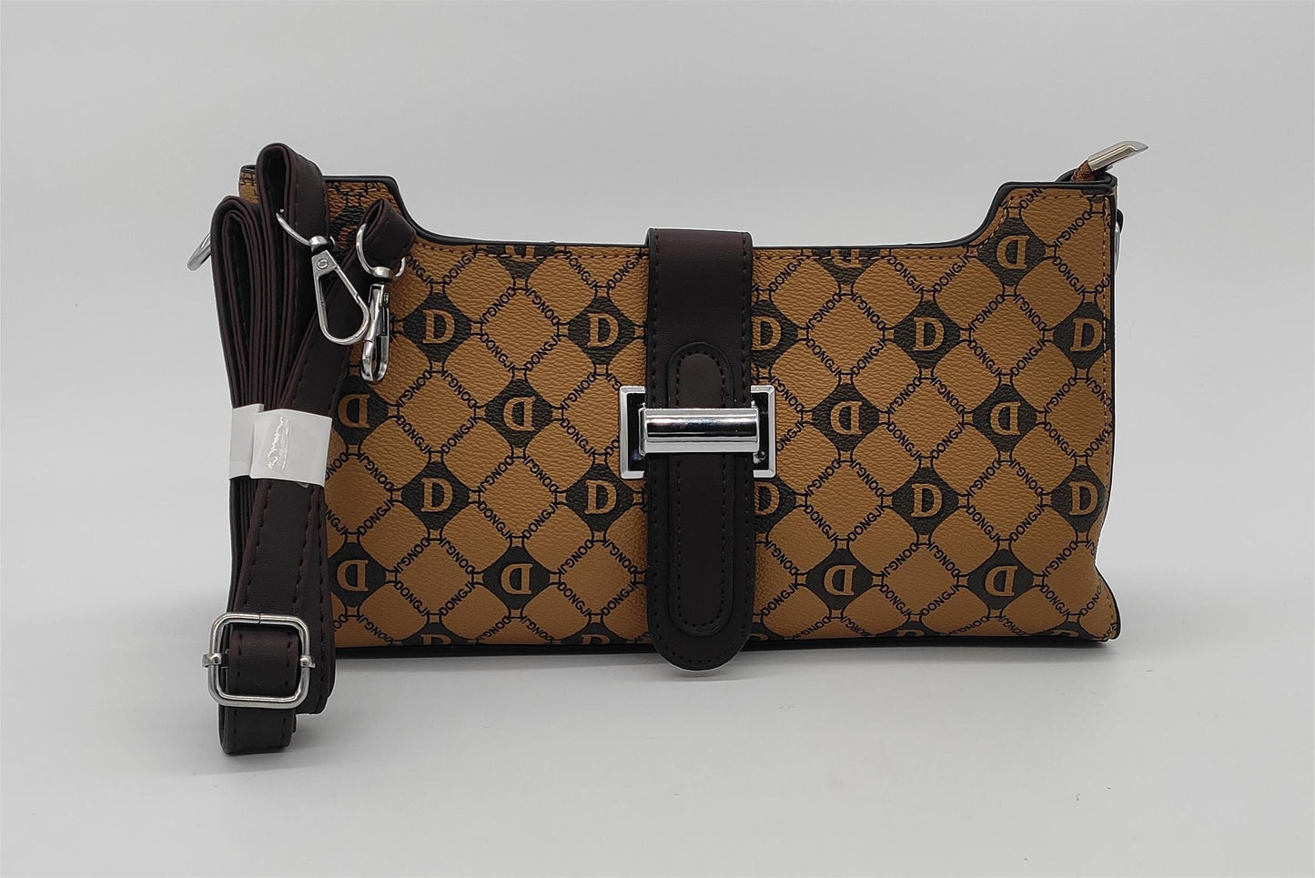 Designer Monogram Crossbody Bag -  Leather Shoulder Bag with Adjustable Strap