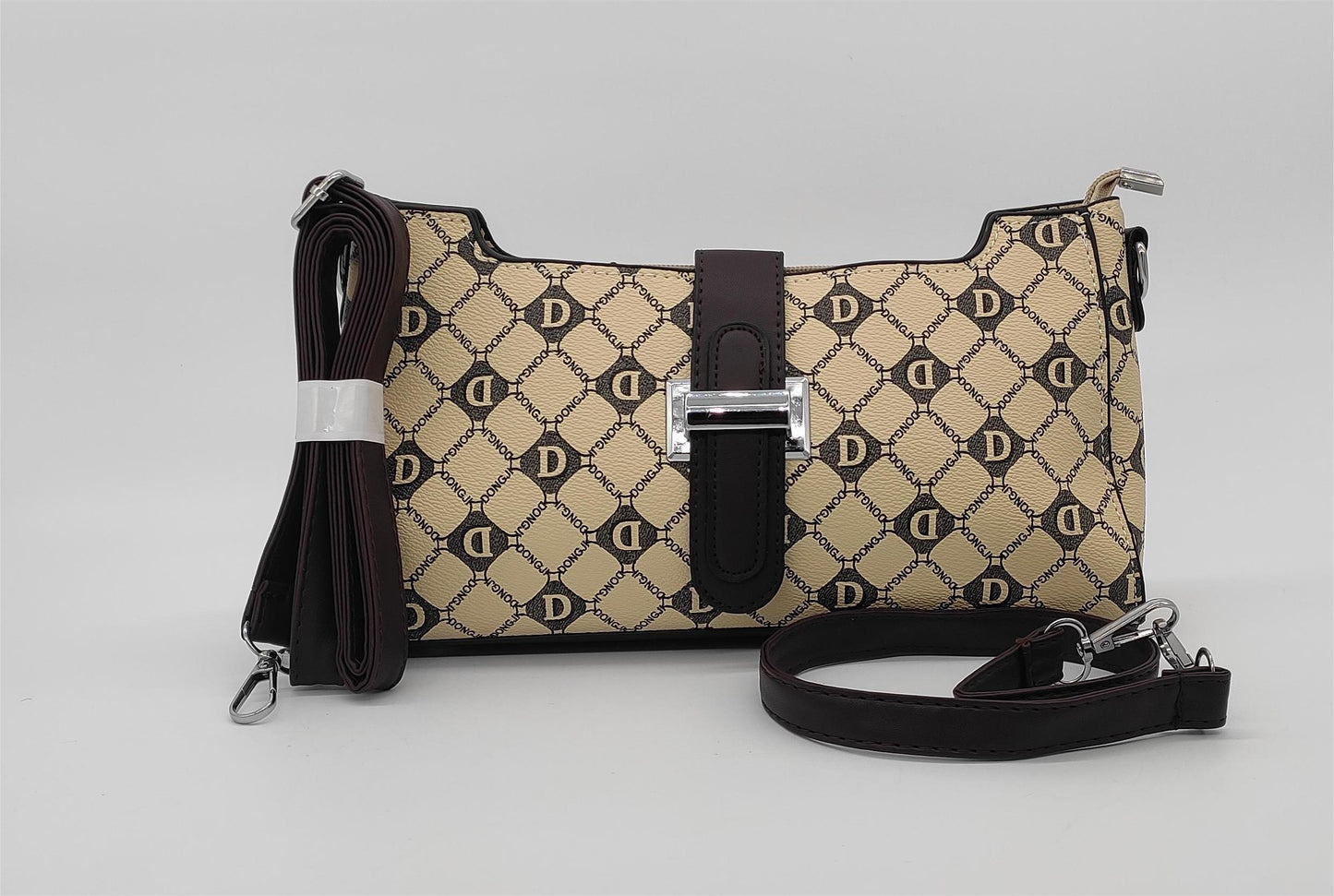 Designer Monogram Crossbody Bag -  Leather Shoulder Bag with Adjustable Strap