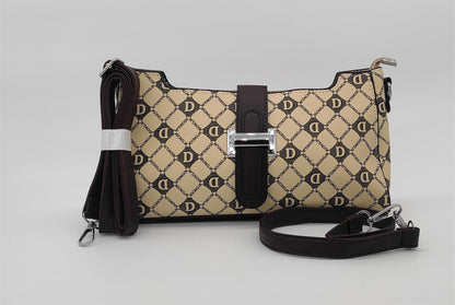 Designer Monogram Crossbody Bag -  Leather Shoulder Bag with Adjustable Strap