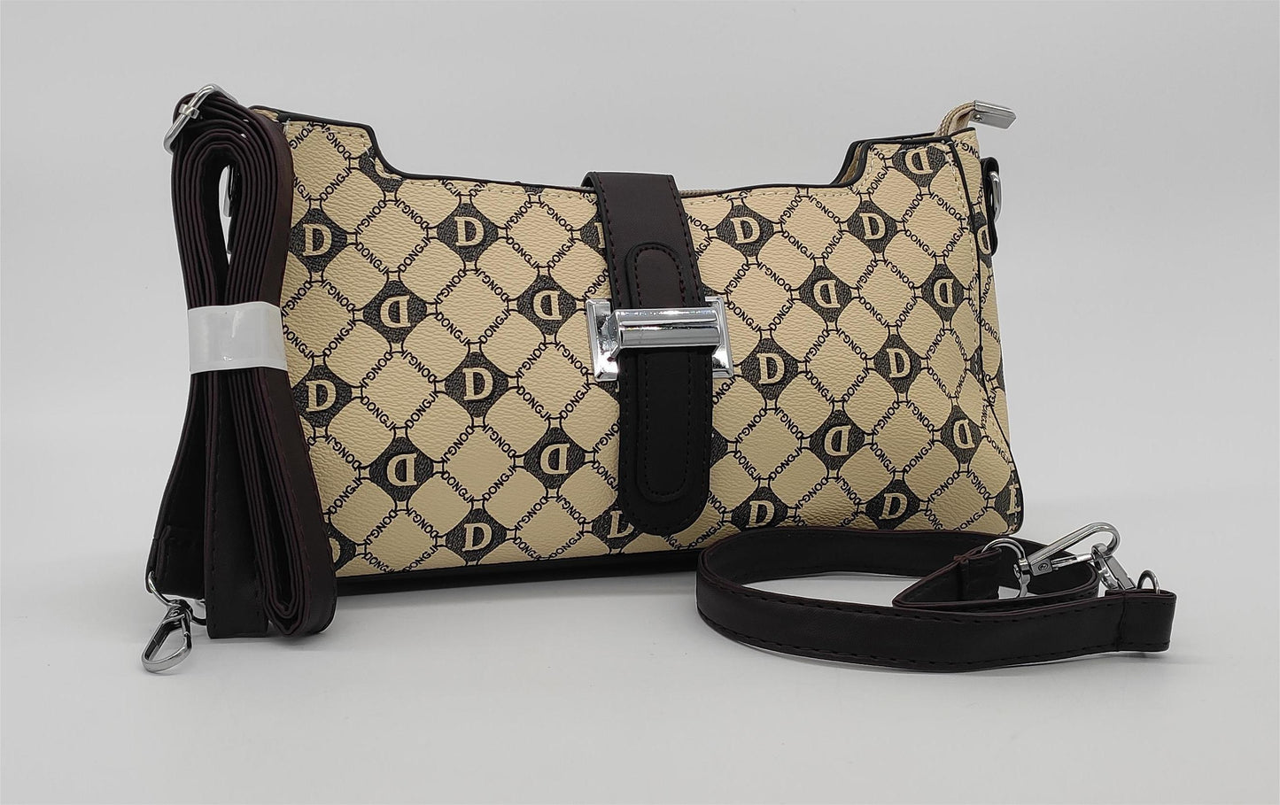 Designer Monogram Crossbody Bag -  Leather Shoulder Bag with Adjustable Strap