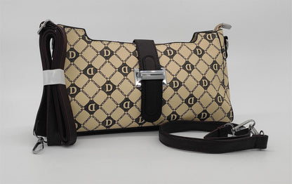 Designer Monogram Crossbody Bag -  Leather Shoulder Bag with Adjustable Strap