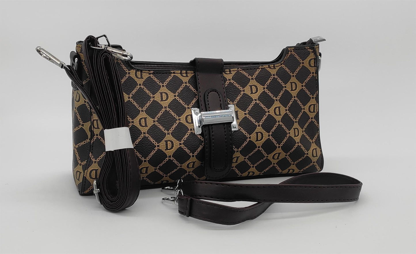 Designer Monogram Crossbody Bag -  Leather Shoulder Bag with Adjustable Strap