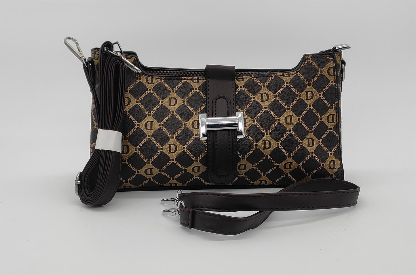 Designer Monogram Crossbody Bag -  Leather Shoulder Bag with Adjustable Strap