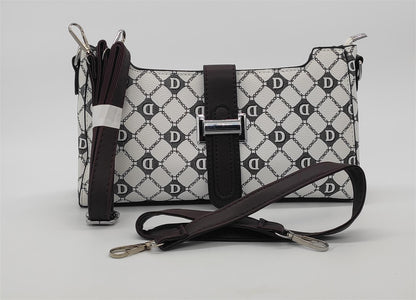 Designer Monogram Crossbody Bag -  Leather Shoulder Bag with Adjustable Strap