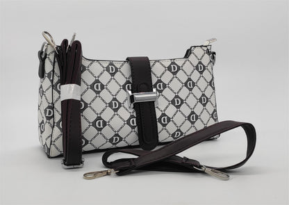 Designer Monogram Crossbody Bag -  Leather Shoulder Bag with Adjustable Strap