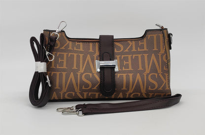 Designer Monogram Crossbody Bag - Beige Canvas Shoulder Bag with Adjustable Strap