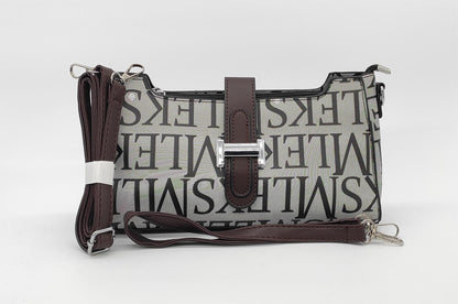 Designer Monogram Crossbody Bag - Beige Canvas Shoulder Bag with Adjustable Strap