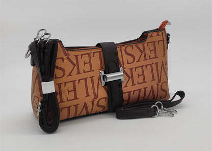 Designer Monogram Crossbody Bag - Beige Canvas Shoulder Bag with Adjustable Strap