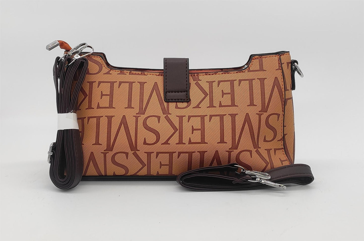 Designer Monogram Crossbody Bag - Beige Canvas Shoulder Bag with Adjustable Strap