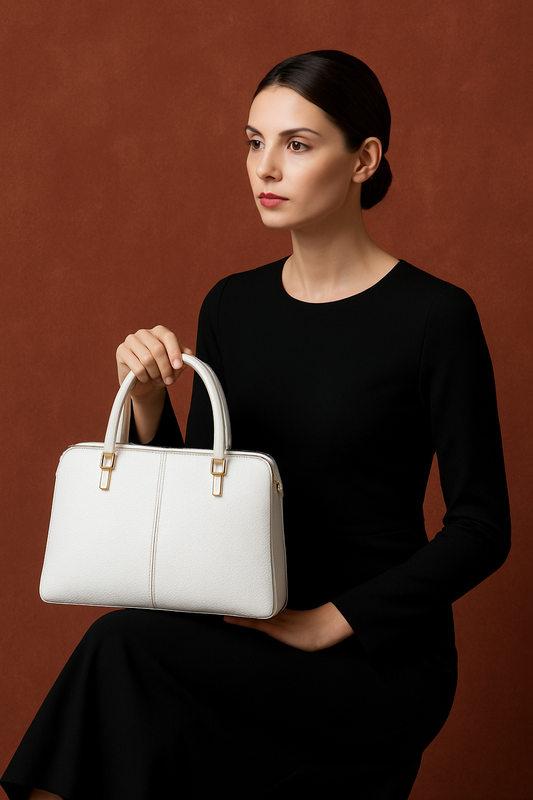 Premium  Leather Handbag - Elegant Women's Shoulder Bag with Gold Hardware