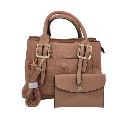 Crocodile Pattern Handbag Set with Matching Purse | Premium Women's Bag Collection