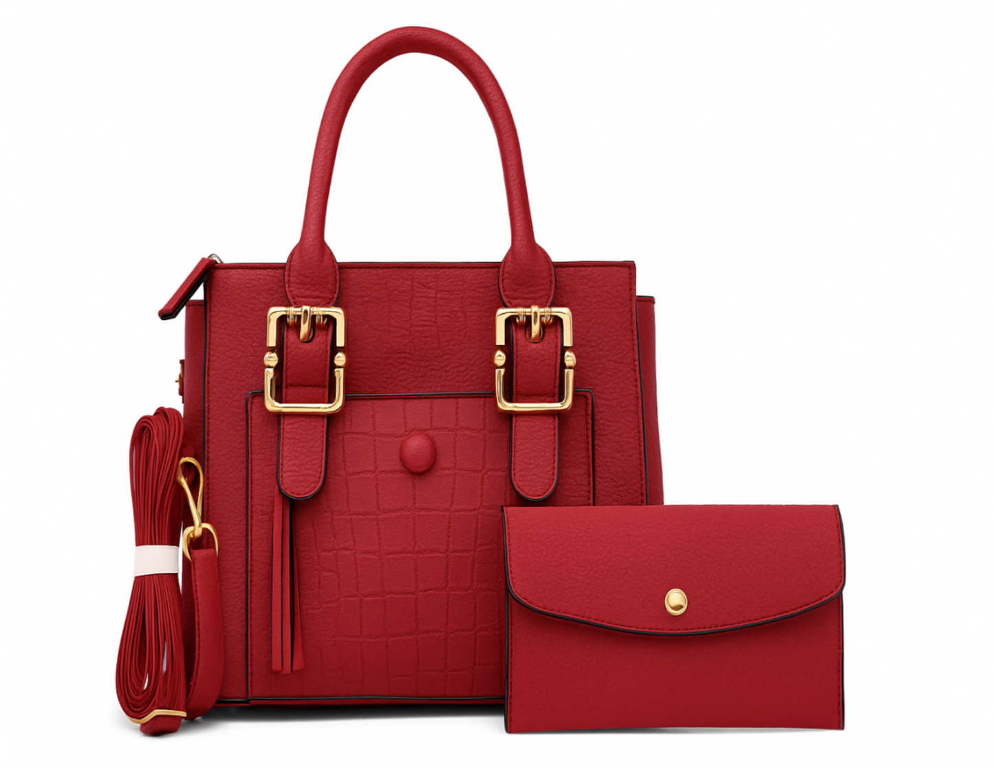 Crocodile Pattern Handbag Set with Matching Purse | Premium Women's Bag Collection