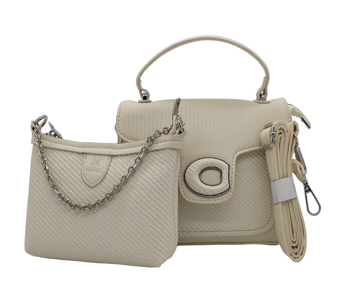 Elegant  Quilted Leather Handbag with Oval Clasp - Premium Designer Satchel