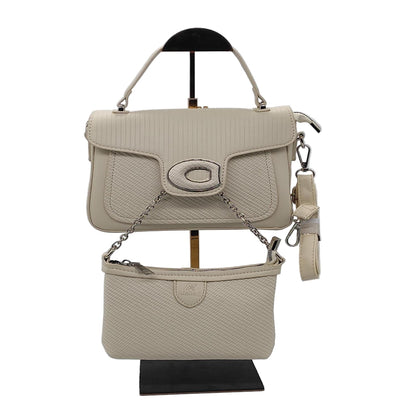 Elegant  Quilted Leather Handbag with Oval Clasp - Premium Designer Satchel