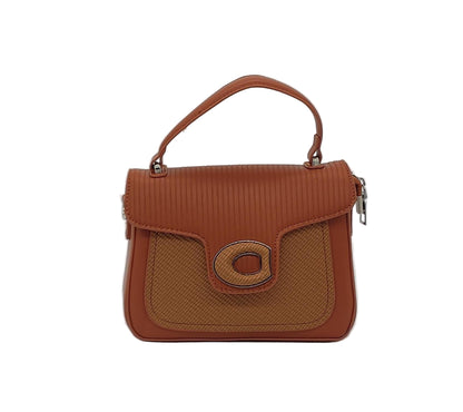 Elegant  Quilted Leather Handbag with Oval Clasp - Premium Designer Satchel