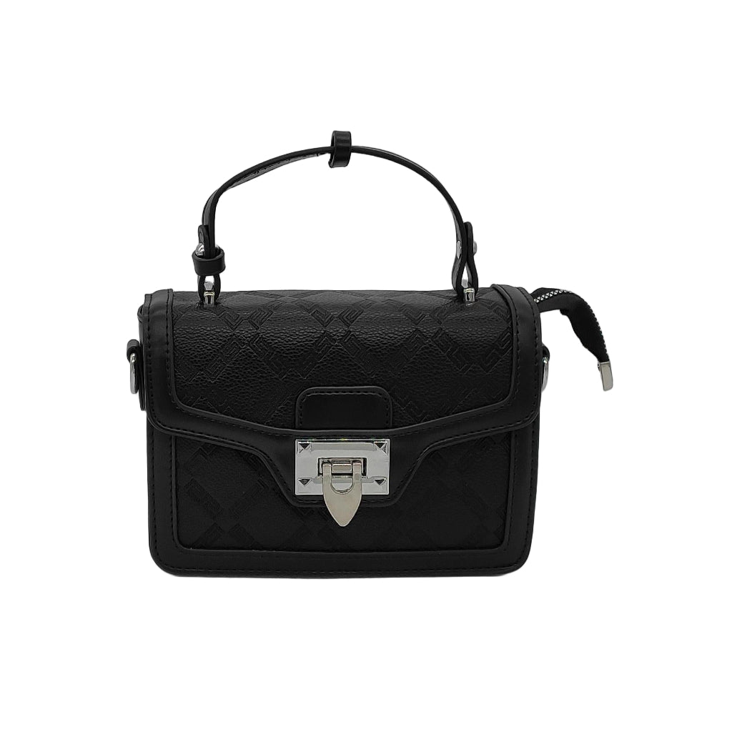 Premium Leather Top Handle Handbag - Elegant Two-Tone Designer Bag