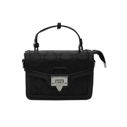Premium Leather Top Handle Handbag - Elegant Two-Tone Designer Bag