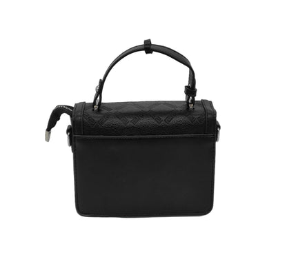 Premium Leather Top Handle Handbag - Elegant Two-Tone Designer Bag