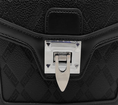 Premium Leather Top Handle Handbag - Elegant Two-Tone Designer Bag