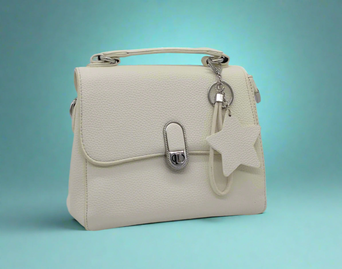 Elegant White Leather Handbag with Crossbody Strap - Premium Women's Shoulder Bag