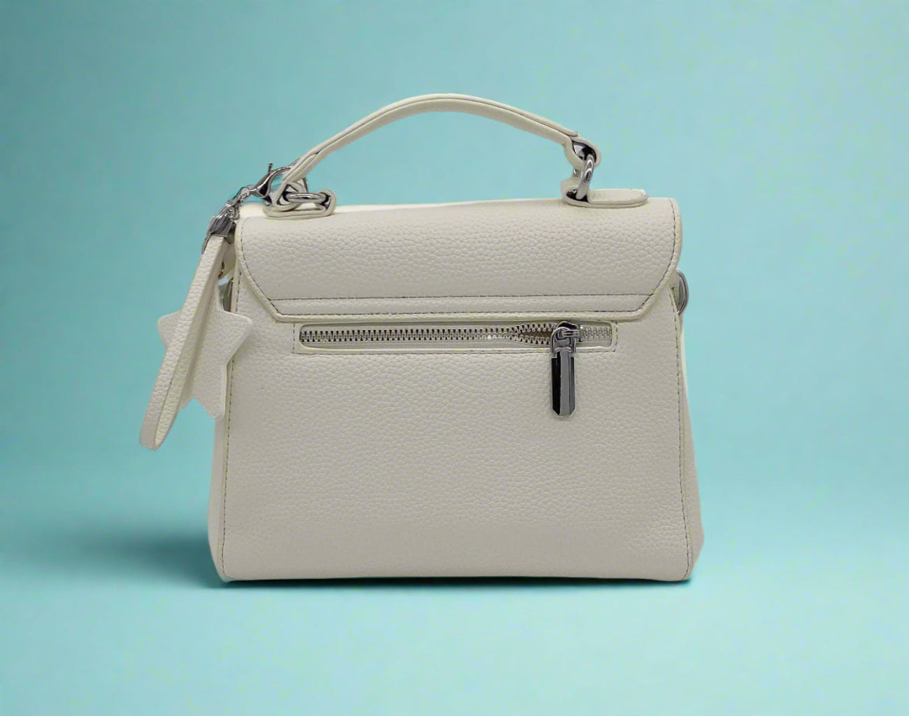 Elegant White Leather Handbag with Crossbody Strap - Premium Women's Shoulder Bag
